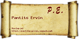 Pantits Ervin névjegykártya